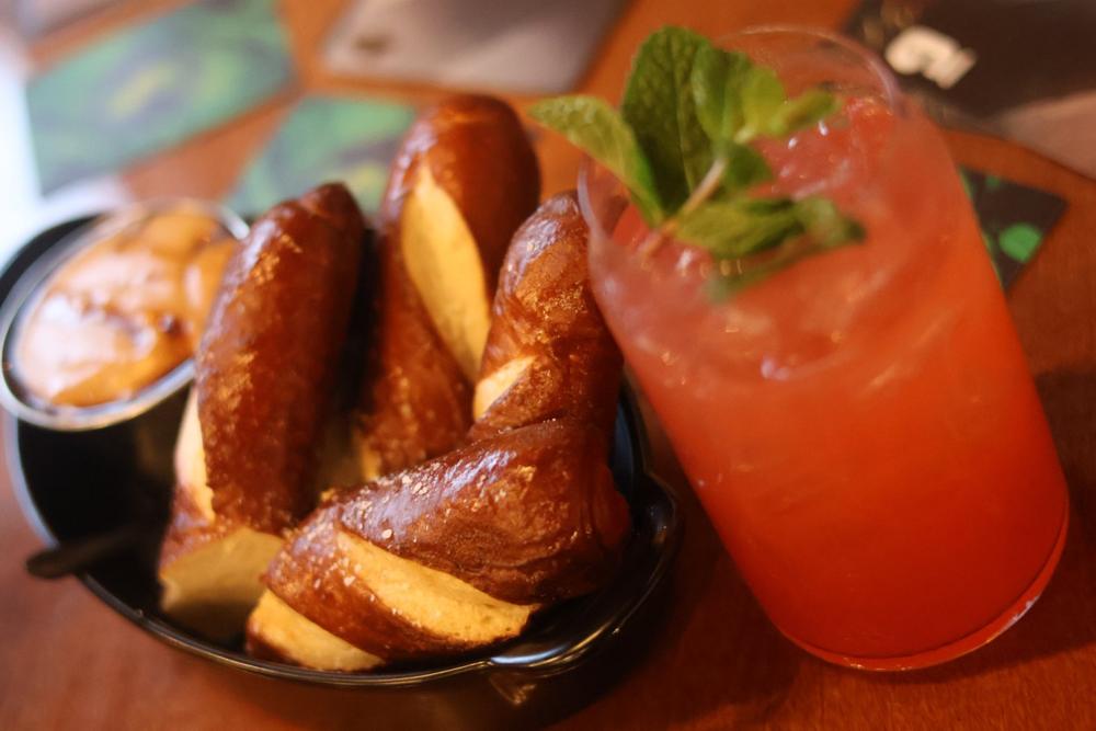 Pretzels and a cocktail