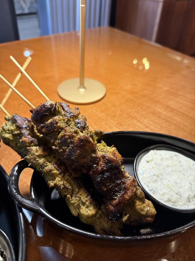 Grilled skewers with dipping sauce